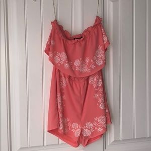 Pink romper with roses